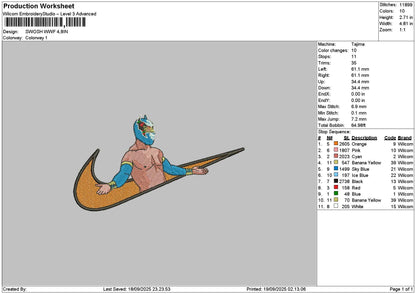 Swoosh Wolfman Embroidery File 6 sizes