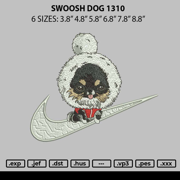 Swoosh Dog 1310 Embroidery File 6 sizes