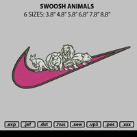 Swoosh Animals Embroidery File 6 sizes