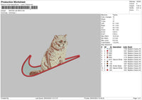 Swoosh Cat 2604 Embroidery File 6 sizes