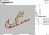 Swoosh Cat 2604 Embroidery File 6 sizes