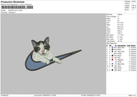 Swoosh Cat V2 Embroidery File 5 sizes