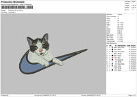 Swoosh Cat V2 Embroidery File 5 sizes