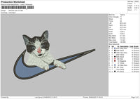 Swoosh Cat V2 Embroidery File 5 sizes