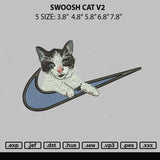 Swoosh Cat V2 Embroidery File 5 sizes