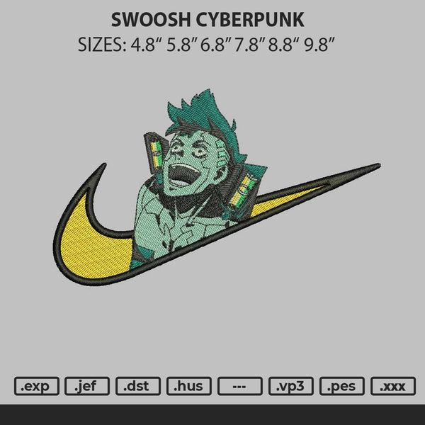 Swoosh Cyberpunk Embroidery File 6 sizes