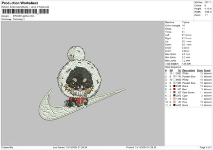 Swoosh Dog 1310 Embroidery File 6 sizes