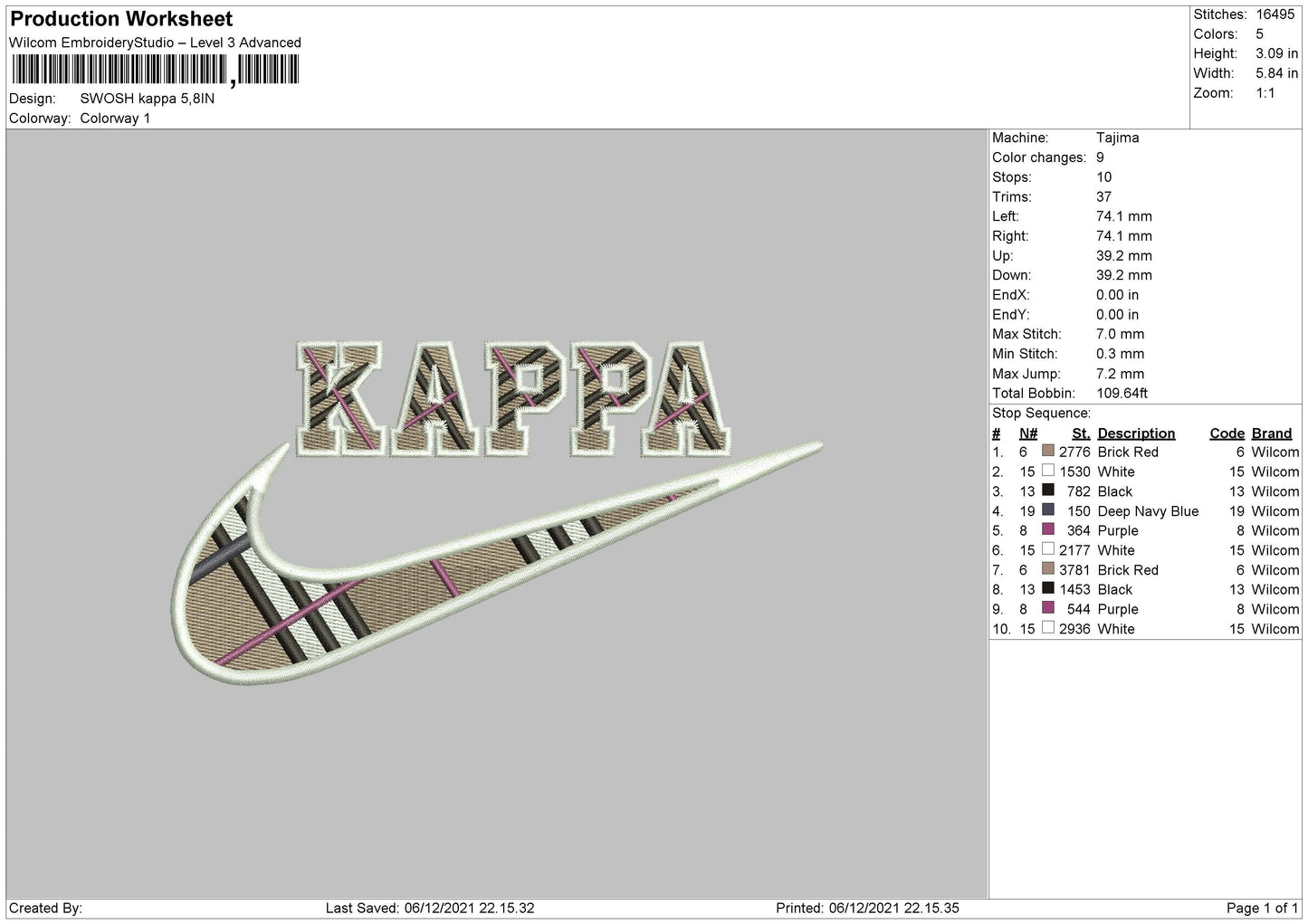 Swoosh Kappa Embroidery File 4 size