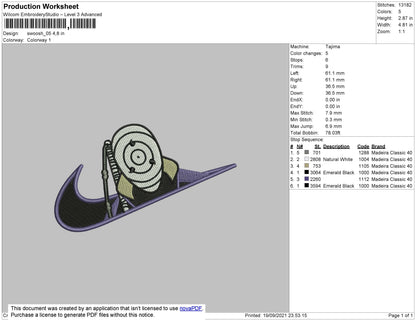 Swoosh 05 Anime Embroidery File 4 size