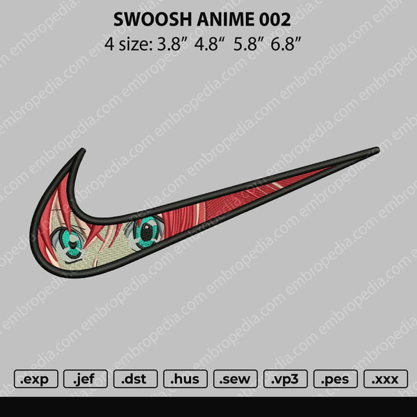 Swoosh Anime 002 Embroidery File 4 size