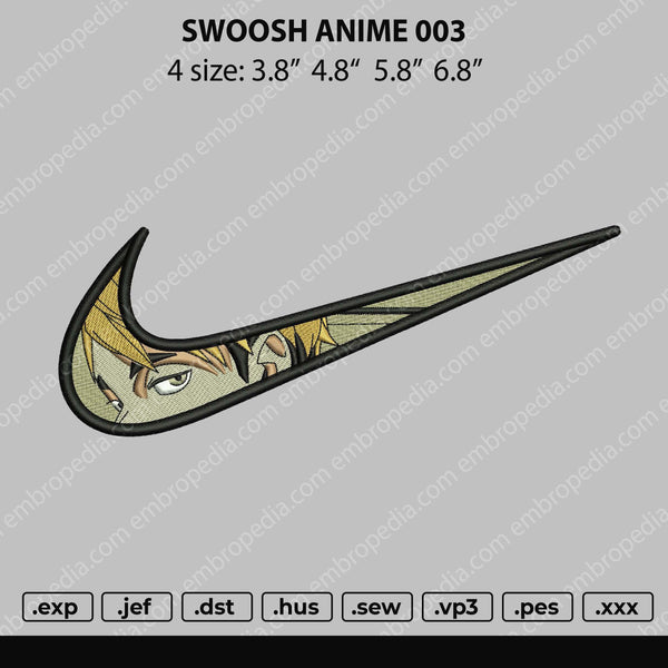 Swoosh Anime 003 Embroidery File 4 size