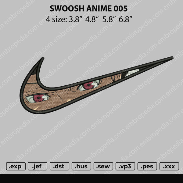 Swoosh Anime 005 Embroidery File 4 size