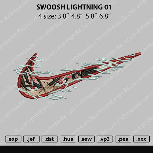 Swoosh Anime Lightning 01 Embroidery File 4 size