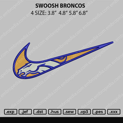 Swoosh Broncos Embrodery File 4 size