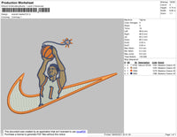 Swoosh Basket 1 Embroidery File 4 size