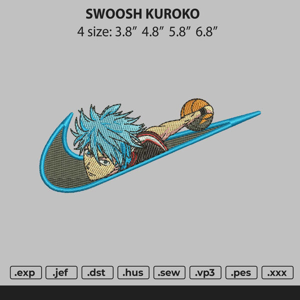 Swoosh Anime Basket Ball Embroidery File 4 size
