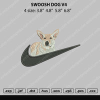 Swoosh Dog V4 Embroidery File 4 size