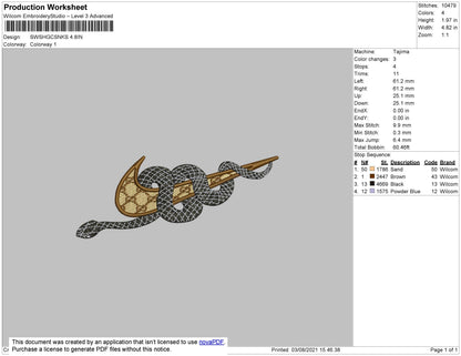 Swoosh Gc Snake Embroidery File 7 sizes