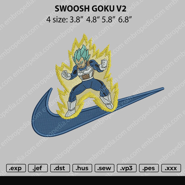 Swoosh Goku V2 Embroidery File 4 size