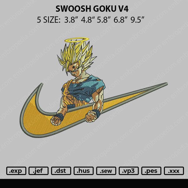 Swoosh Goku V4 Embroidery File 5 size