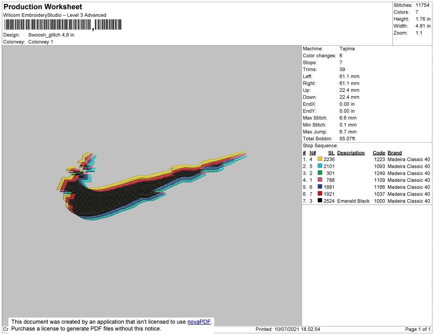 Swoosh Glitch Embroidery File 4 size