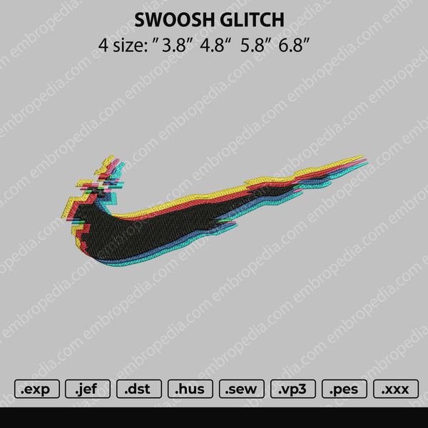 Swoosh Glitch Embroidery File 4 size