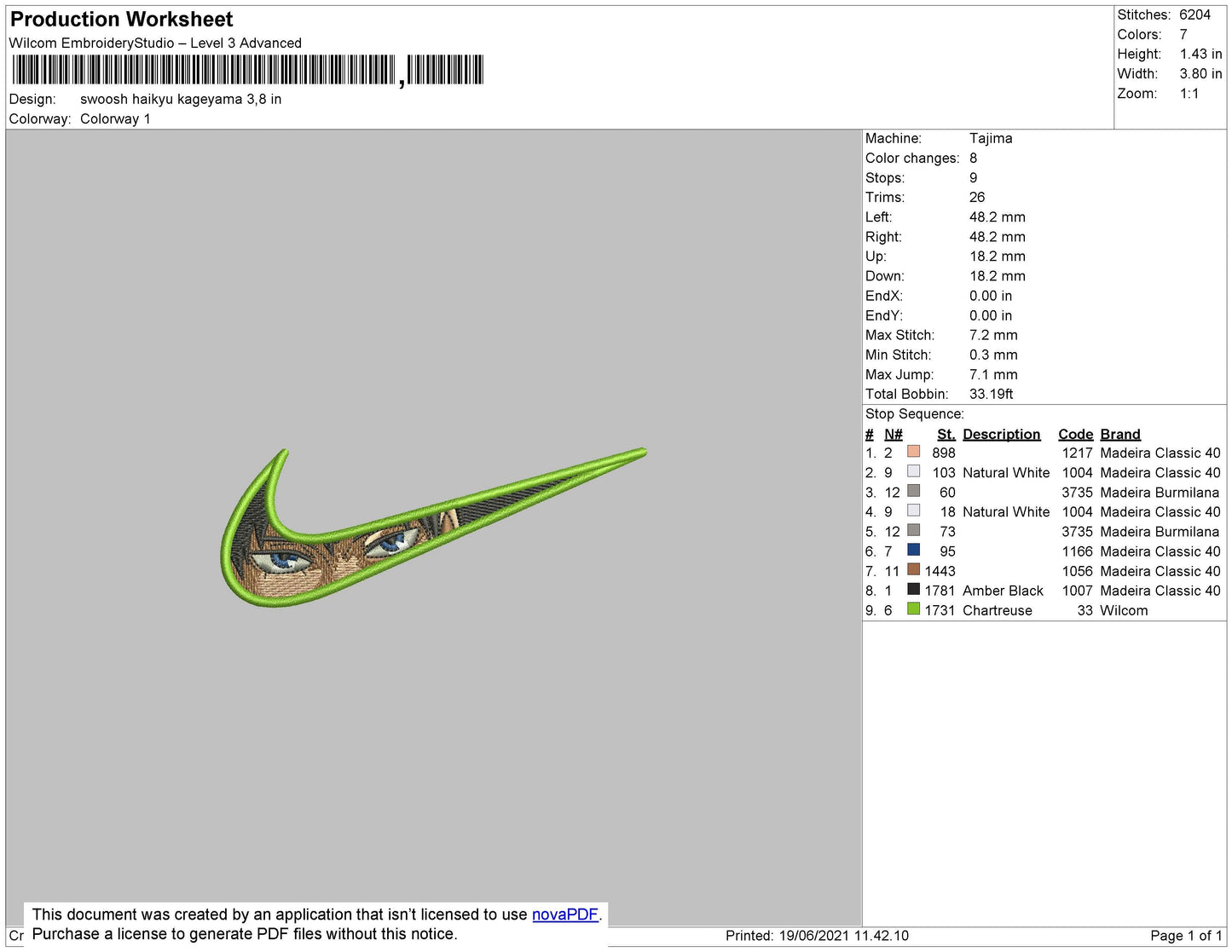 Swoosh Haikyu Embroidery File 4 size