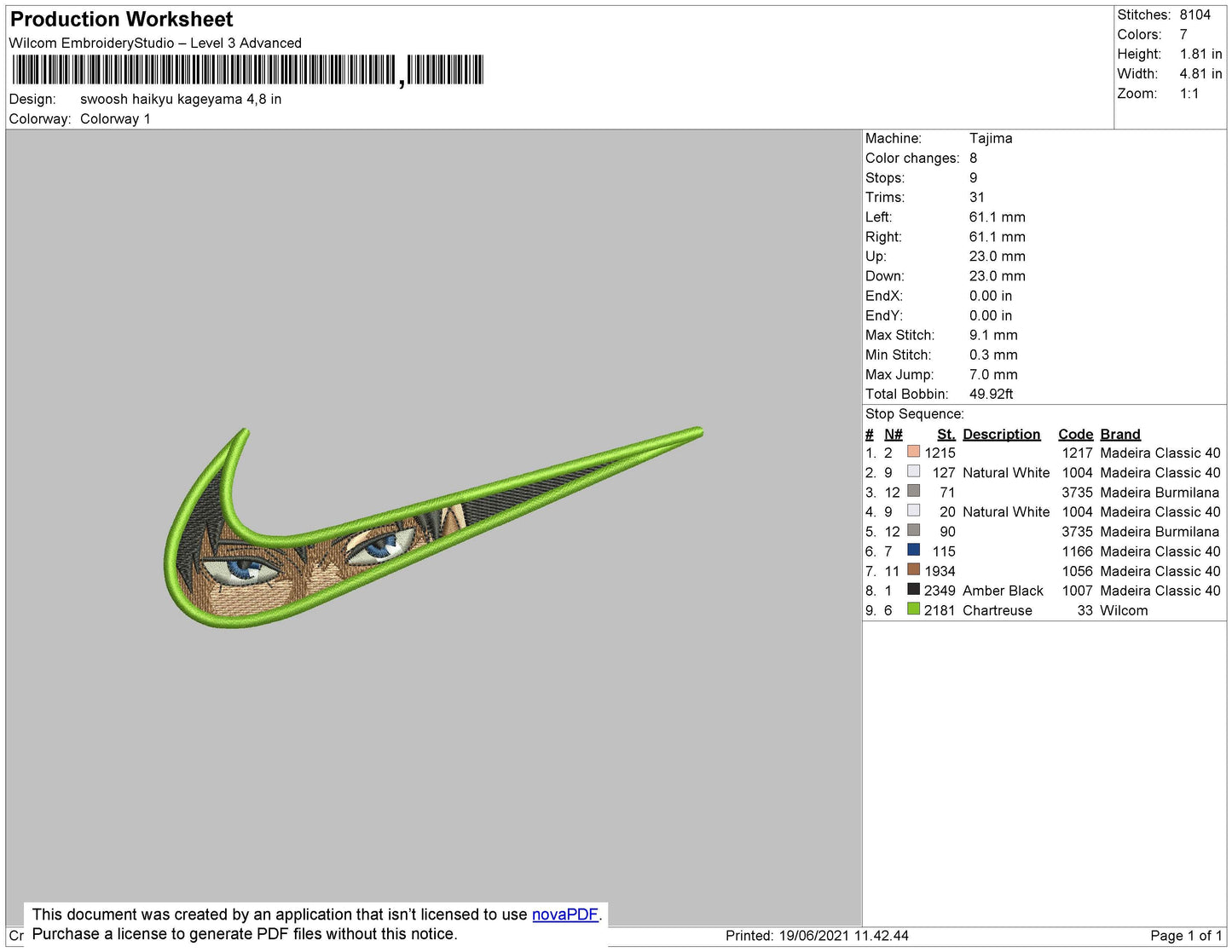 Swoosh Haikyu Embroidery File 4 size