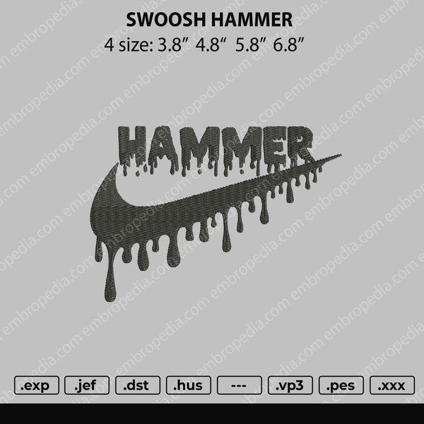 Swoosh Hammer Embroidery File 4 size