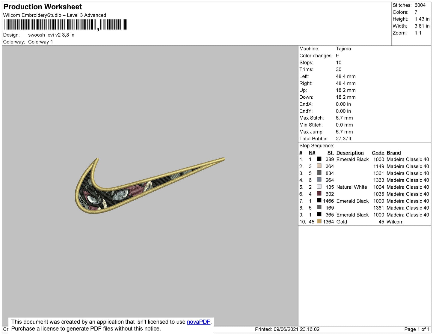 Swoosh Levi V2 Embroidery File 4 size