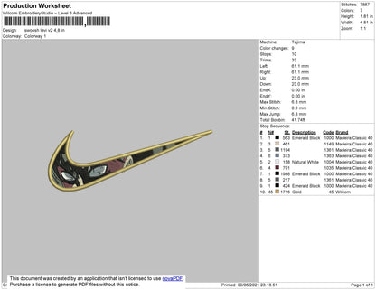 Swoosh Levi V2 Embroidery File 4 size