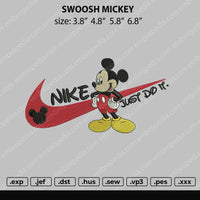 Swoosh Mickey Embroidery File 4 size