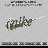 Swoosh Nike Burbery Embroidery File 8 size