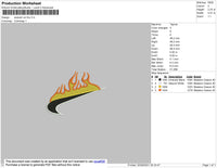 Swoosh On Fire Embroidery File 6 size