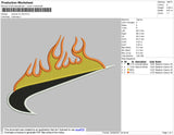 Swoosh On Fire Embroidery File 6 size