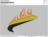 Swoosh On Fire Embroidery File 6 size