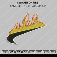 Swoosh On Fire Embroidery File 6 size