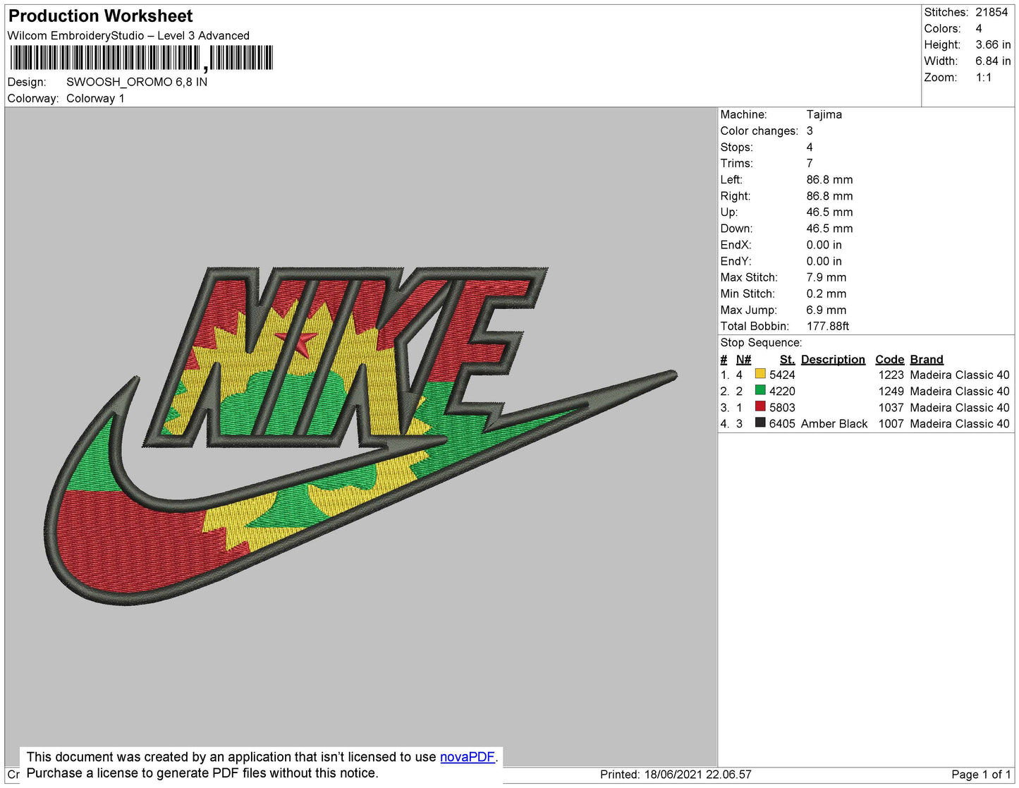 Swoosh Oromo Embroidery File 4 size