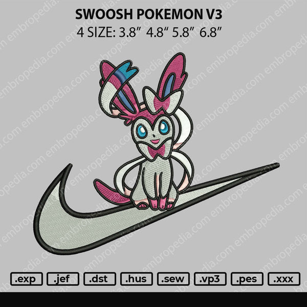 Swoosh Pokemon V3 Embroidery File 4 size