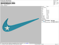 Swoosh Star Embroidery File 4 size