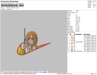 Swoosh Sword Asuna Embroidery File 4 size