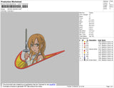 Swoosh Sword Asuna Embroidery File 4 size