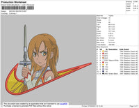 Swoosh Sword Asuna Embroidery File 4 size