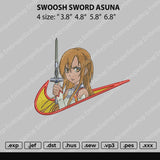 Swoosh Sword Asuna Embroidery File 4 size