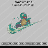 Swoosh Turtle Embroidery File 4 size