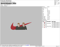 Swoosh Fred & George Embroidery File 4 size