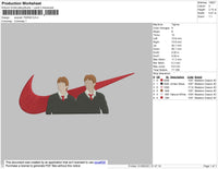 Swoosh Fred & George Embroidery File 4 size