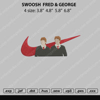 Swoosh Fred & George Embroidery File 4 size