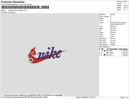 Swoosh Uciha Embridery File 4 size