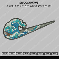 Swoosh Wave Embroidery File 8 size